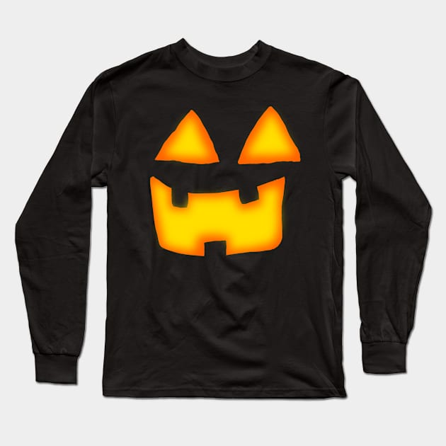 Glowing Happy Jackolantern face 01 Long Sleeve T-Shirt by Eric03091978